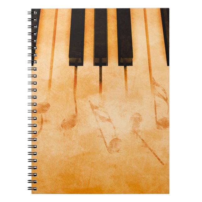 Abstract music background - Keyboard and musical n Notebook (Front)