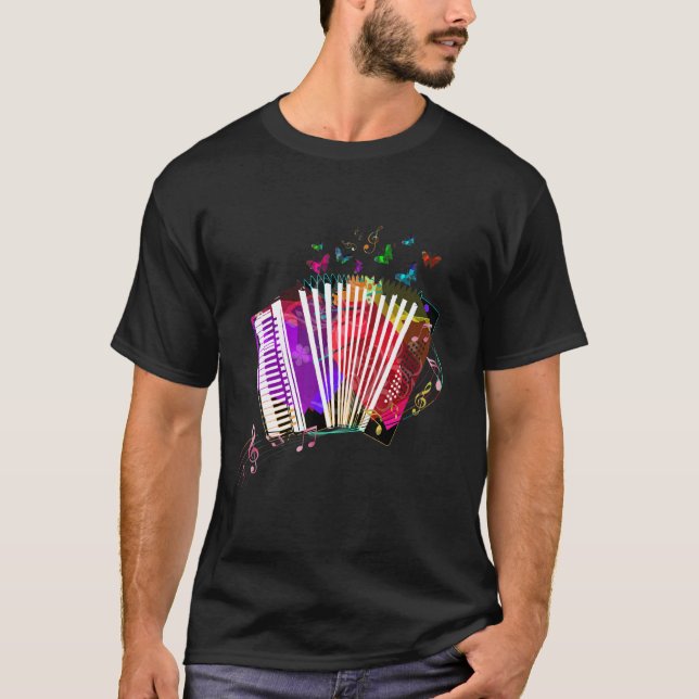 Abstract Music Butterfly Accordion T-Shirt (Front)