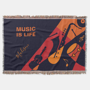 Abstract Music custom name & text throw blanket