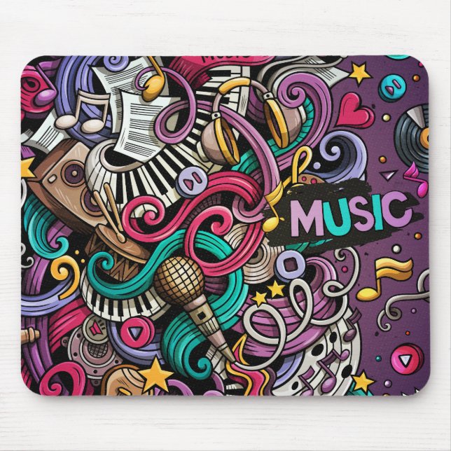 Abstract Music design pattern Mouse Mat (Front)
