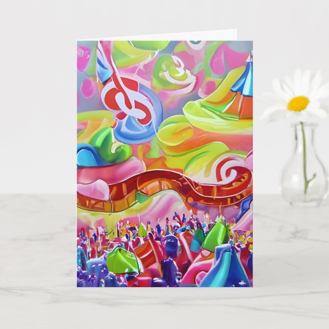 Abstract Music Festival Colourful Hippie Birthday Card (Small Plant)