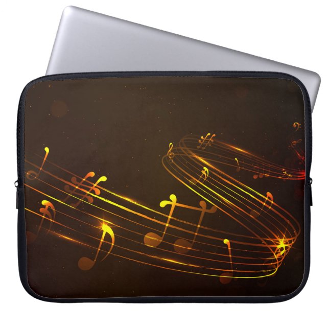 Abstract Music Notes Background Laptop Sleeve (Front)