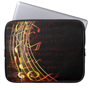 Abstract Music Notes Background Laptop Sleeve