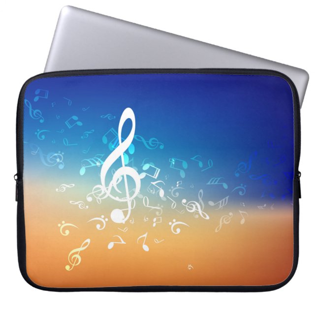 Abstract Music Notes Background Laptop Sleeve (Front)