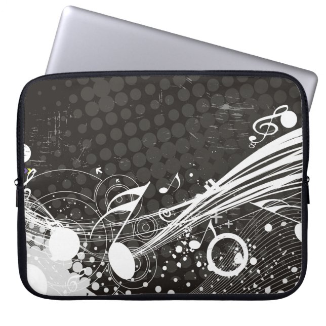 Abstract Music Notes Background Laptop Sleeve (Front)