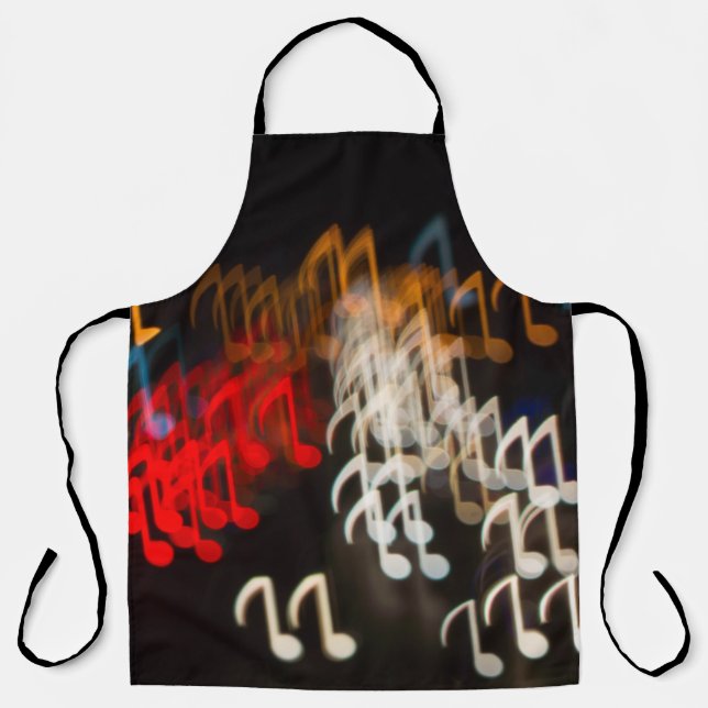 Abstract music notes: lights bokeh background apron (Front)