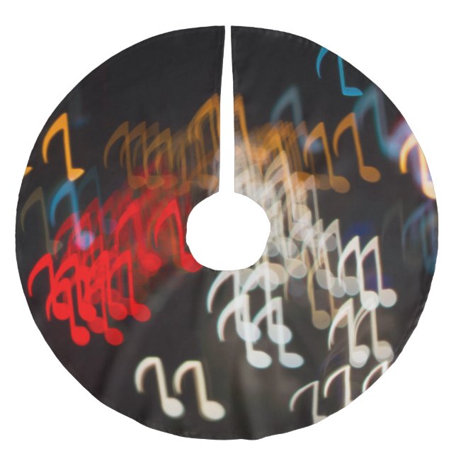 Abstract music notes: lights bokeh background brushed polyester tree skirt (Front)