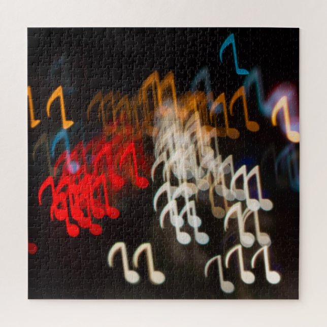 Abstract music notes: lights bokeh background jigsaw puzzle (Vertical)