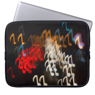 Abstract music notes: lights bokeh background laptop sleeve