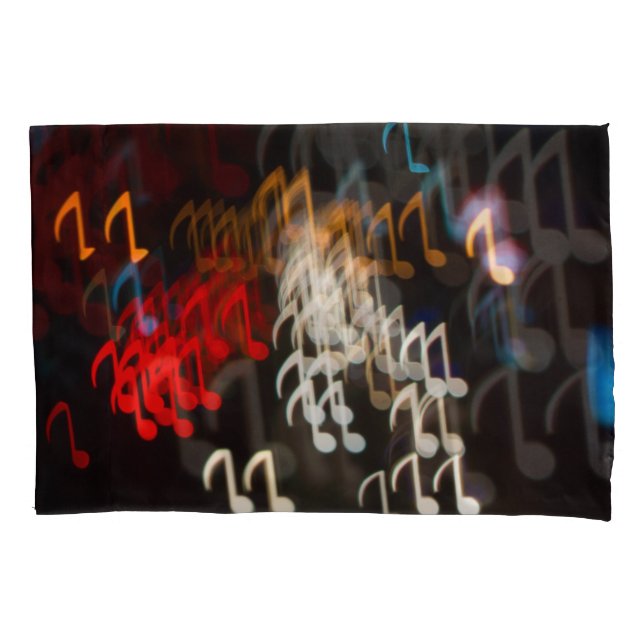 Abstract music notes: lights bokeh background pillowcase (Front)