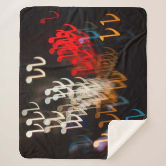 Abstract music notes: lights bokeh background sherpa blanket (Front)