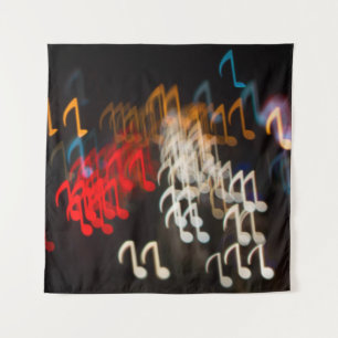 Abstract music notes: lights bokeh background tapestry
