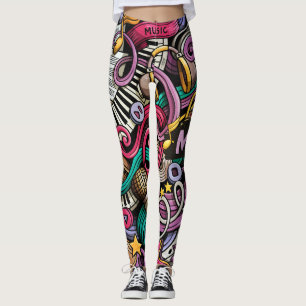 Abstract Music Pattern Leggings