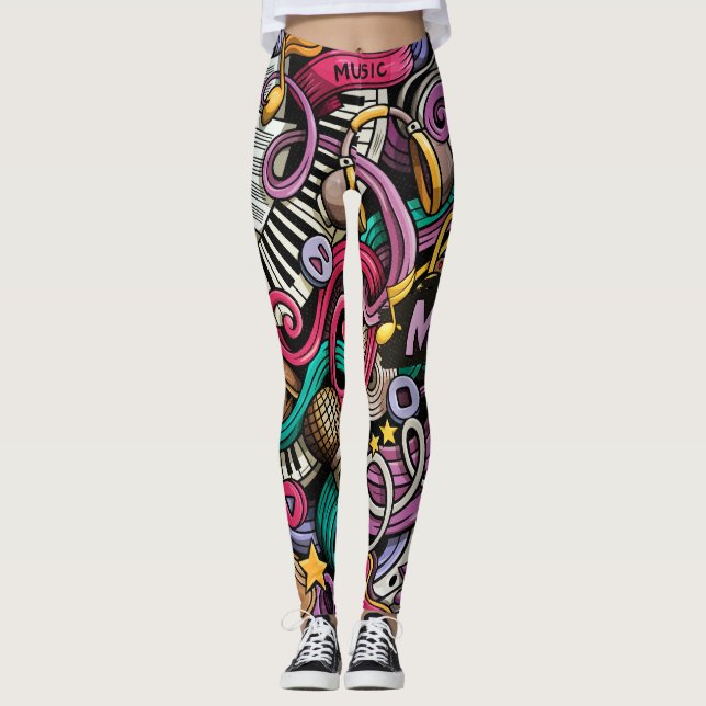 Abstract Music Pattern Leggings (Front)