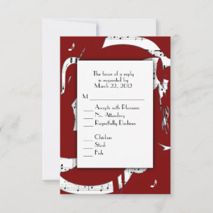 Abstract Music RSVP with Menu Choice in Maroon