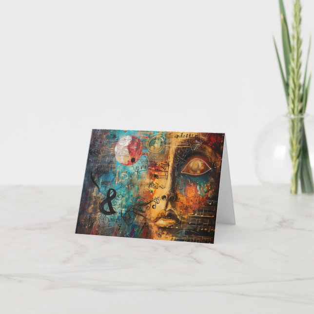 Abstract Music Score Digital Art Card (Front)
