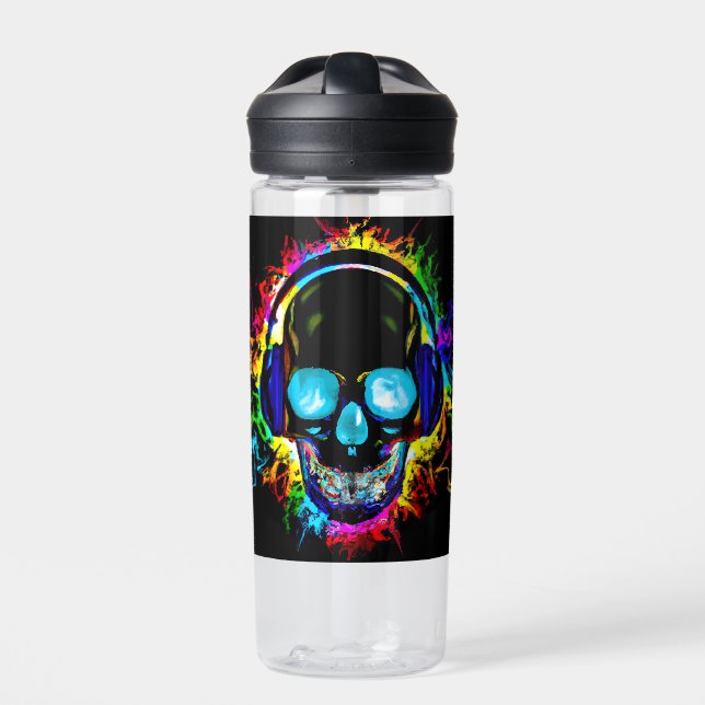 Abstract Music Skull Rock Colourful Electric Loud  Water Bottle (Front)