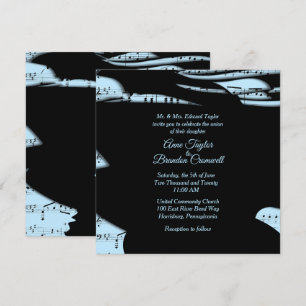 Abstract Music Theme Wedding Invitation Blue