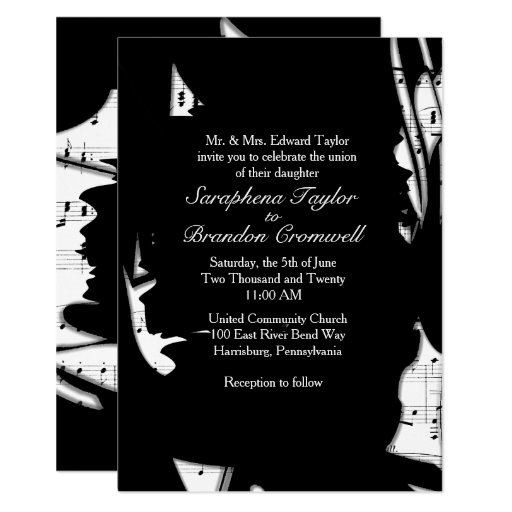 Image of Abstract Music Wedding Theme Invitation