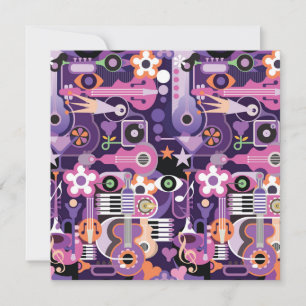 Abstract musical background  thank you card