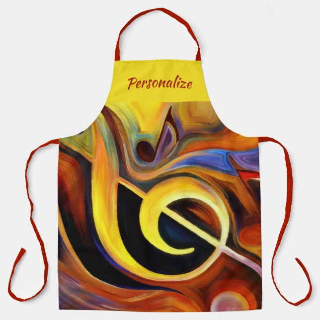 Abstract Musical Note Personalised Artist Smock Apron (Front)