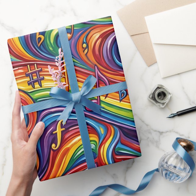 Abstract Musical Notes Melting Wrapping Paper (Gifting)