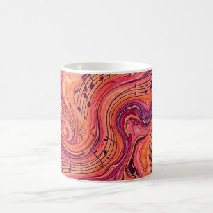 Abstract Musical Notes Sunset Orange Coffee Mug