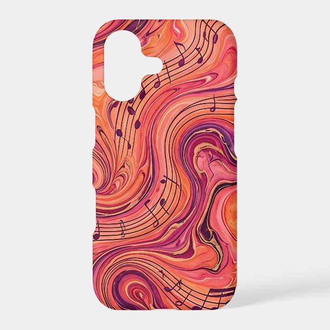 Abstract Musical Notes Sunset Orange iPhone Cases (Back)