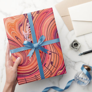 Abstract Musical Notes Sunset Wrapping Paper