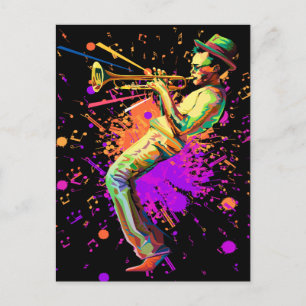 Abstract Musician Playing Trumpet Postcard