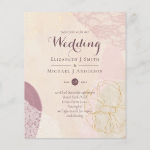 Abstract Mustard Lace Merlot Wedding Invite Budget