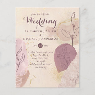 Abstract Mustard Merlot Wedding Invites Budget