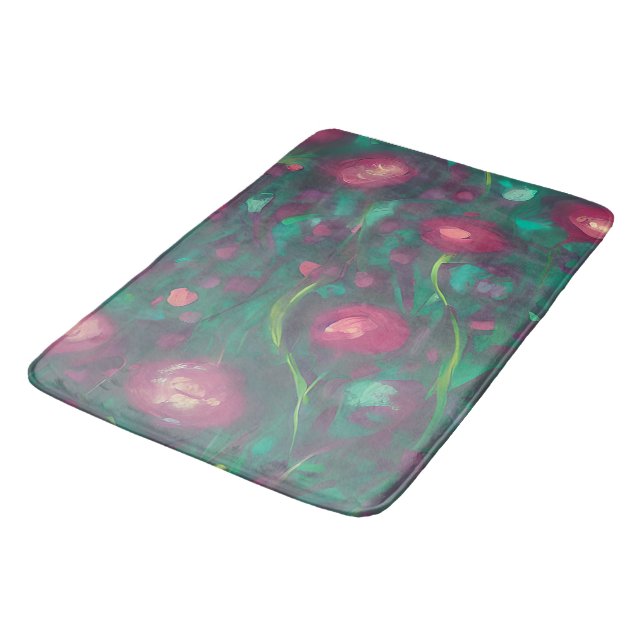 Abstract muted red roses  bath mat (Angled)