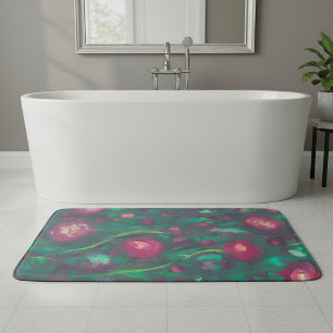 Abstract muted red roses bath mat