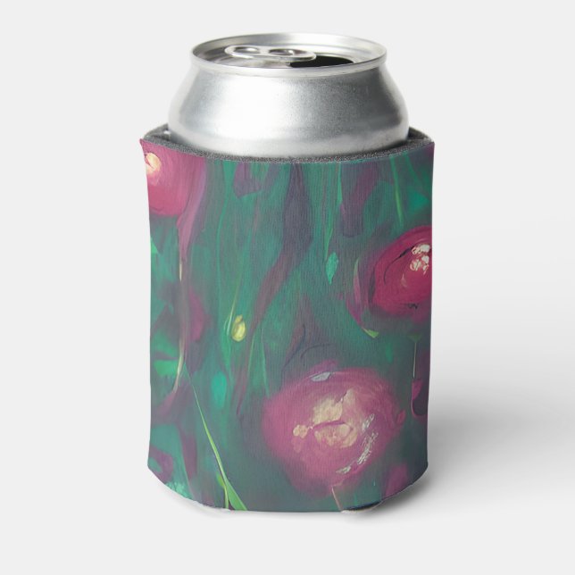 Abstract muted red roses  can cooler (Can Back)