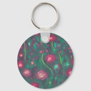 Abstract muted red roses  key ring