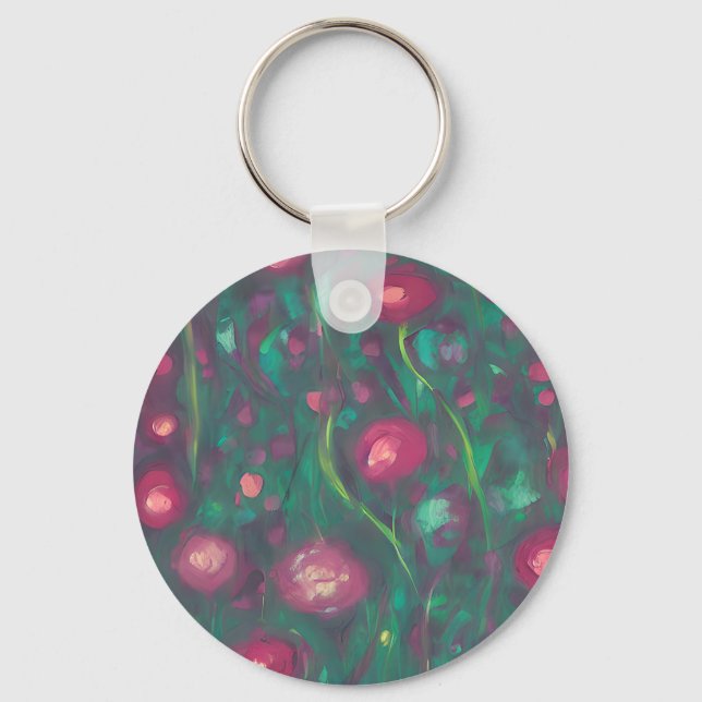Abstract muted red roses  key ring (Front)