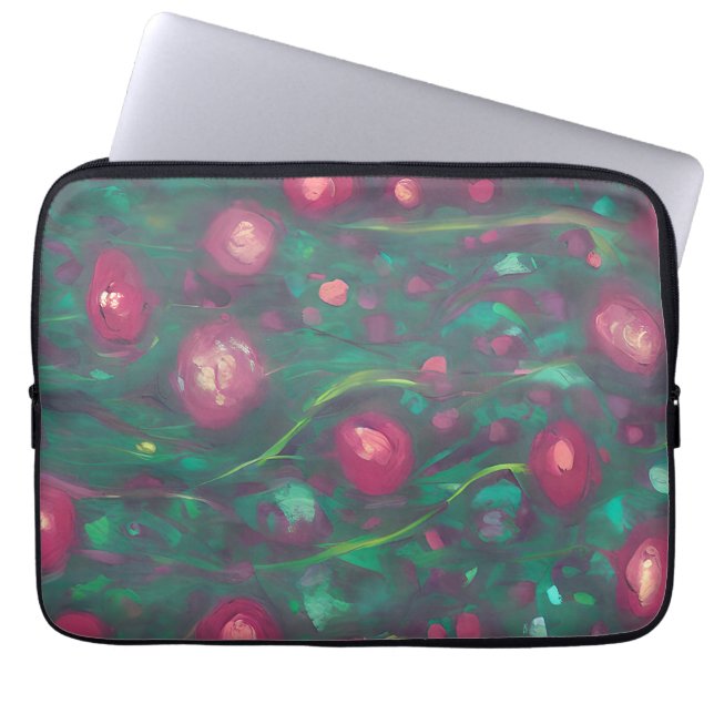 Abstract muted red roses  laptop sleeve (Front)
