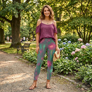Abstract muted red roses  leggings
