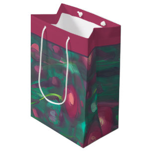 Abstract muted red roses  medium gift bag