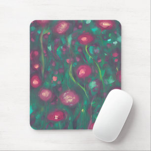 Abstract muted red roses mouse mat