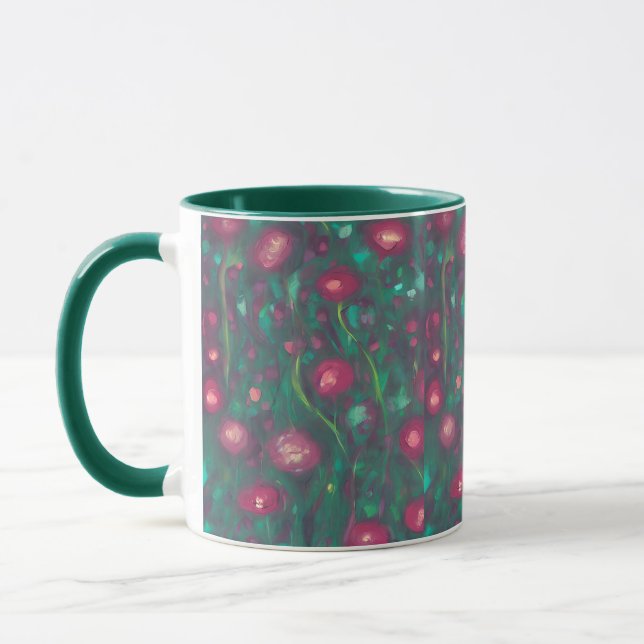Abstract muted red roses mug (Left)