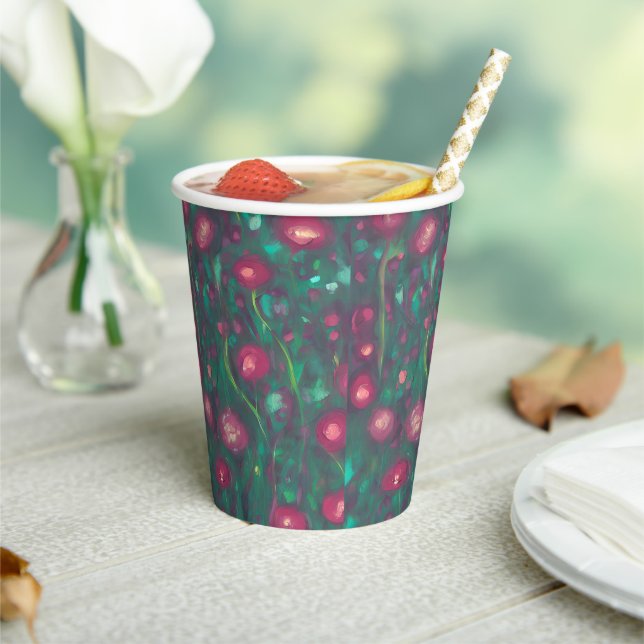 Abstract muted red roses  paper cups (Insitu)