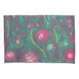 Abstract muted red roses  pillowcase