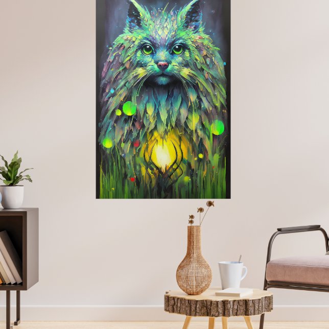 Abstract Mystical Cat Fantasy Art Poster (Living Room 3)