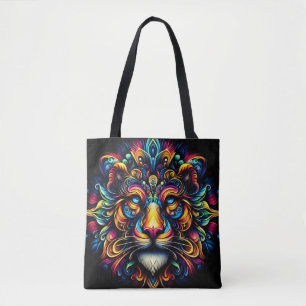 Abstract Mystical Lion Face Tote Bag