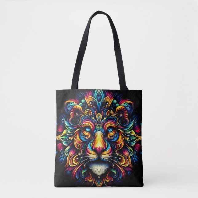 Abstract Mystical Lion Face Tote Bag (Front)