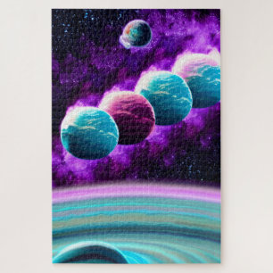 Abstract Mystical Purple and Turquoise Universe Jigsaw Puzzle
