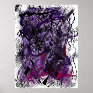 Abstract Mystical Purple Brush Strokes Wall Art   
