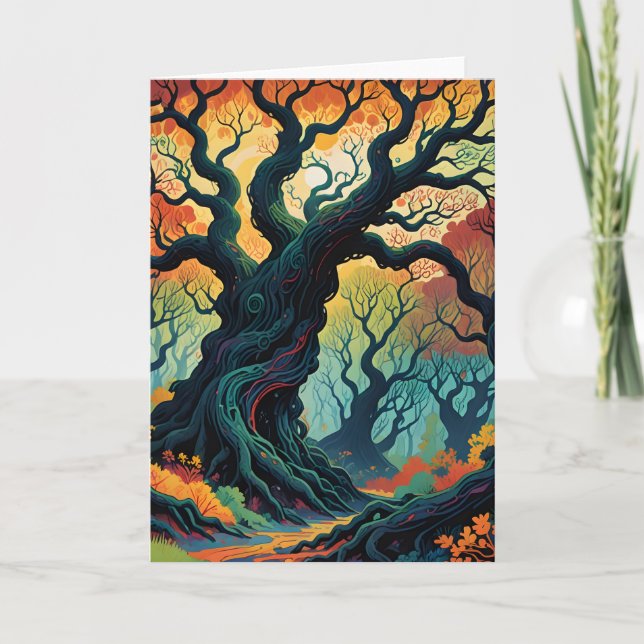 Abstract Mystical Trees Card (Front)